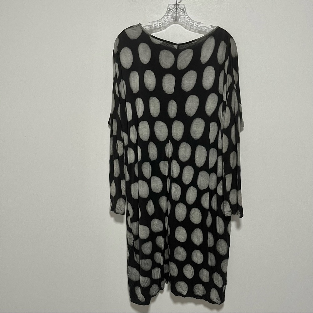 Moyuru Japanese Art To Wear Polka Dot Lagenlook Oversized Tunic Dress Gray M - Picture 6 of 12